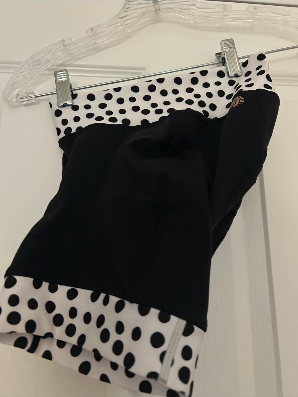 shebeest Black with White Polka Dot Waist & Hem Bike Shorts